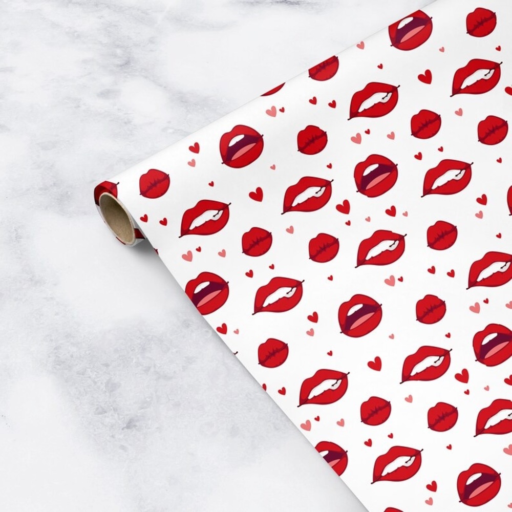 Red Lips Sexy Kiss Bachelorette Valentine Gift Wrap Roll - 6FT Roll 💋